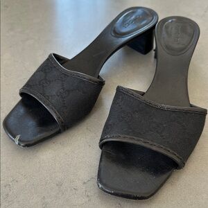 Vintage Gucci Canvas & Leather Logo Sandal 7B